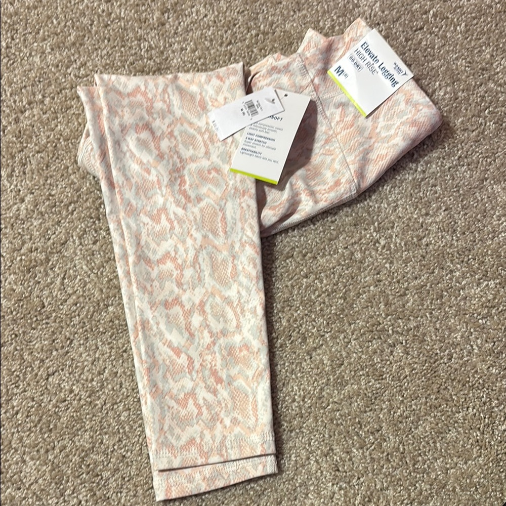 Patterned Leggings in Pink and Cream